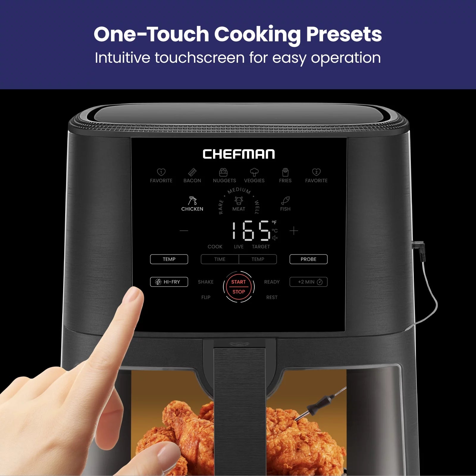 Air Fryer W/ Digital Touch Display, 5 Qt. Capacity, Windowed Basket - Black, New