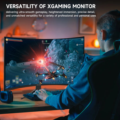 27-Inch 165Hz/144Hz Curved Gaming Monitor, Ultra Wide 16:9 1440P PC Monitor for Laptop with 2*Speakers, 1Ms AMD, QHD2K(2560 X 1440P) HDR Computer Monitor Support VESA, HDMI&DP, Metal Black