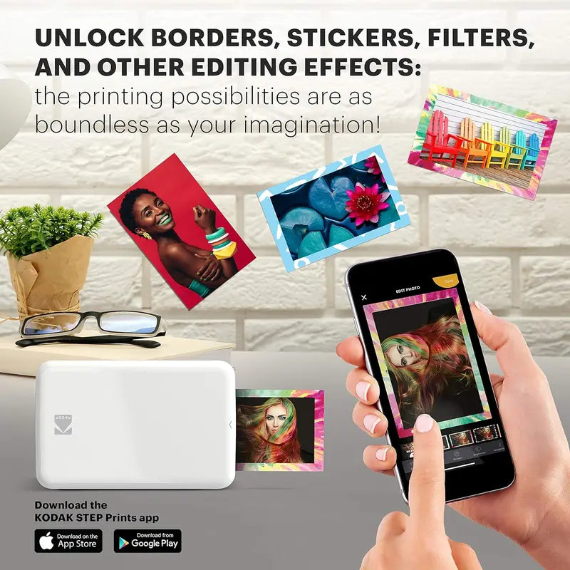 KODAK Step Wireless Mobile Photo Mini Color Printer Compatible W/ Ios & Android, NFC & Bluetooth Devices, 2X3