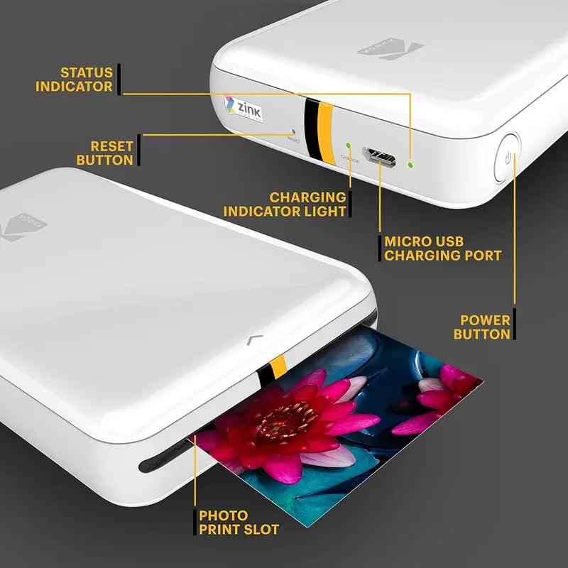 KODAK Step Wireless Mobile Photo Mini Color Printer Compatible W/ Ios & Android, NFC & Bluetooth Devices, 2X3