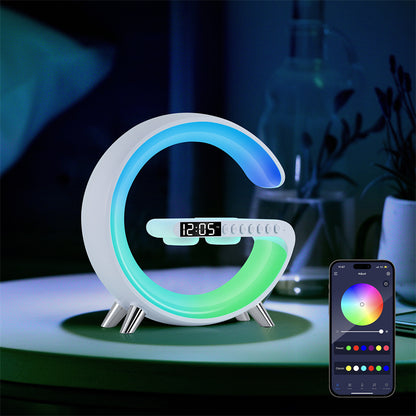 G-Shaped LED Lamp with Bluetooth Speaker & Wireless Charger