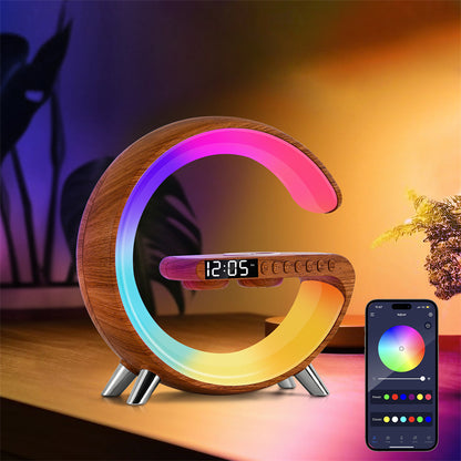 G-Shaped LED Lamp with Bluetooth Speaker & Wireless Charger