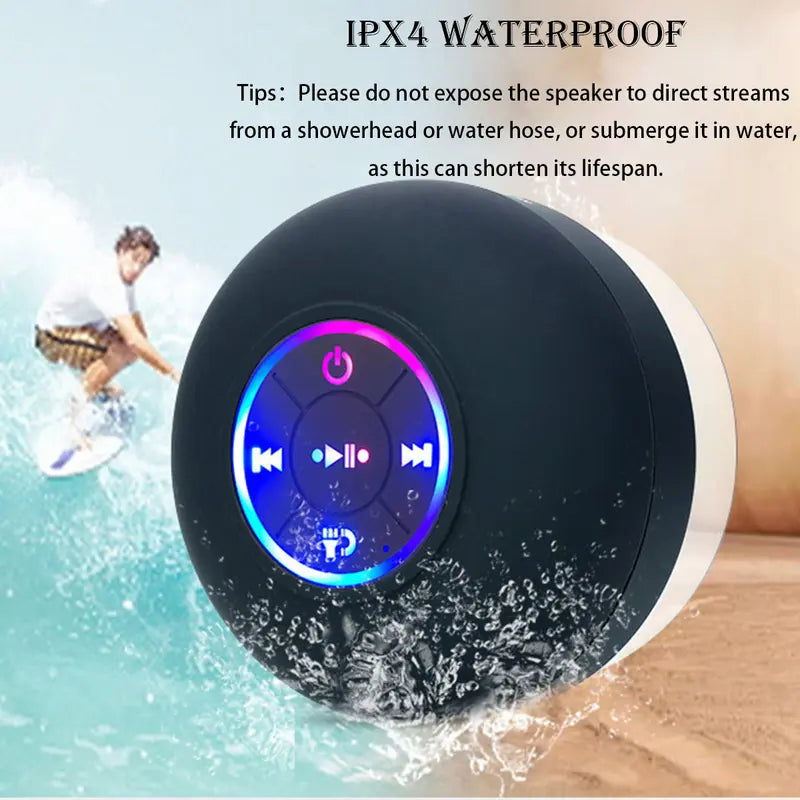 Waterproof Speaker, Portable, Bluetooth, RGB Light, Subwoofer, Rechargeable Wireless Colorful Speaker