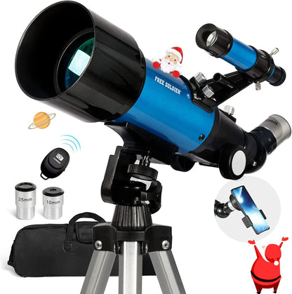 Telescope for Adults Astronomy Beginners - 70Mm Aperture and 400Mm Focal Length Professional Refractor Telescope with Remote Great Astronomy for Christmas with Package, Blue