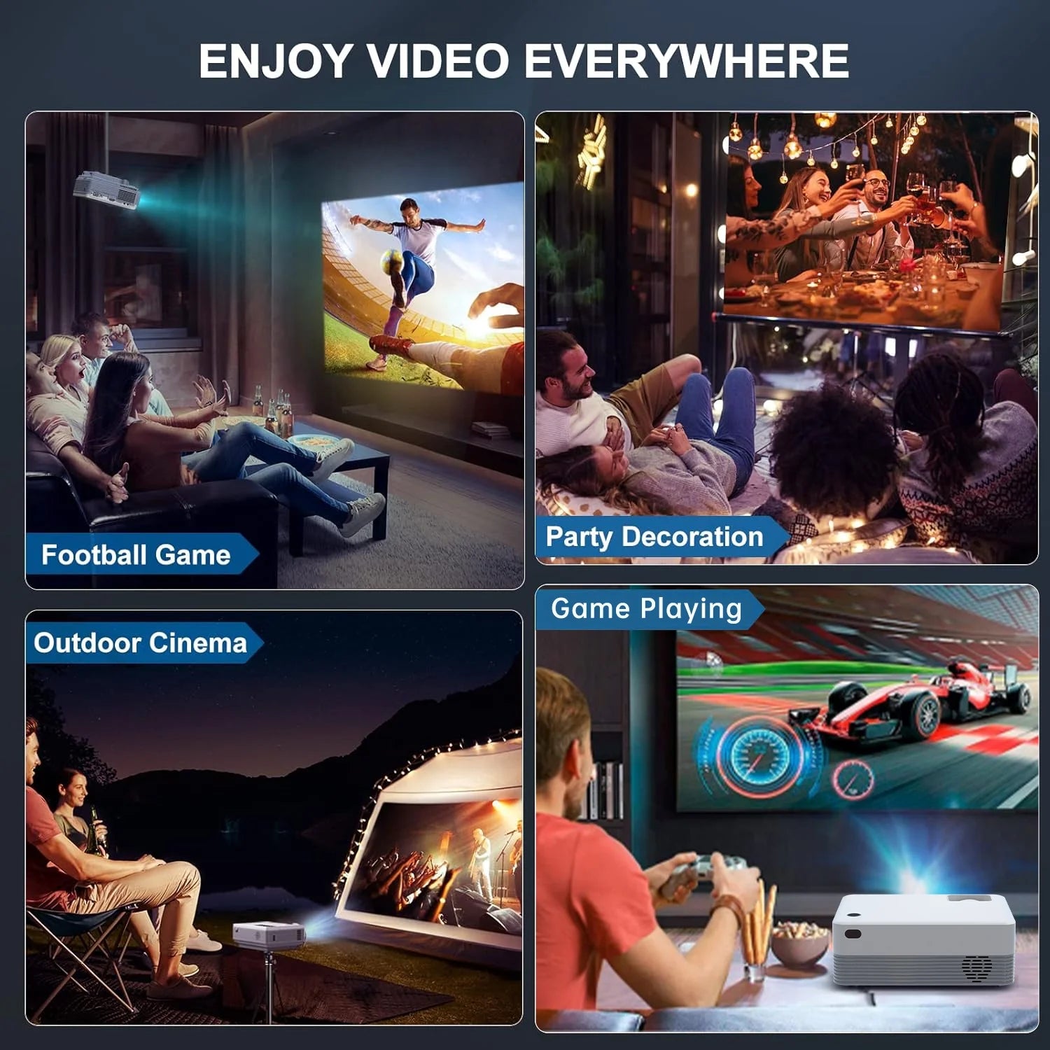 5G Wifi Projector with Bluetooth, 2024 Upgrade Projector for Outdoor & Camping, Mini Movie Projector Supports 1080P Resolution, Wireless & Wired Projector by HDMI/USB Cable for Home & Camping & Party