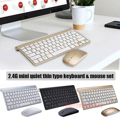 Mini Wireless Keyboard and Mouse Set Waterproof 2.4G for Mac Apple PC Computer