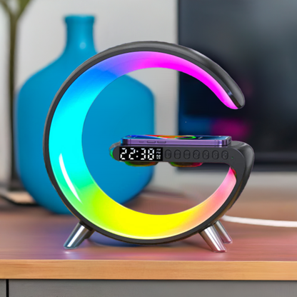 G-Shaped LED Lamp with Bluetooth Speaker & Wireless Charger