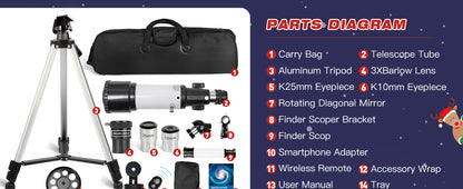 70mm Aperture Refractor Telescope for Beginners –