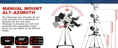 70mm Aperture Refractor Telescope for Beginners –